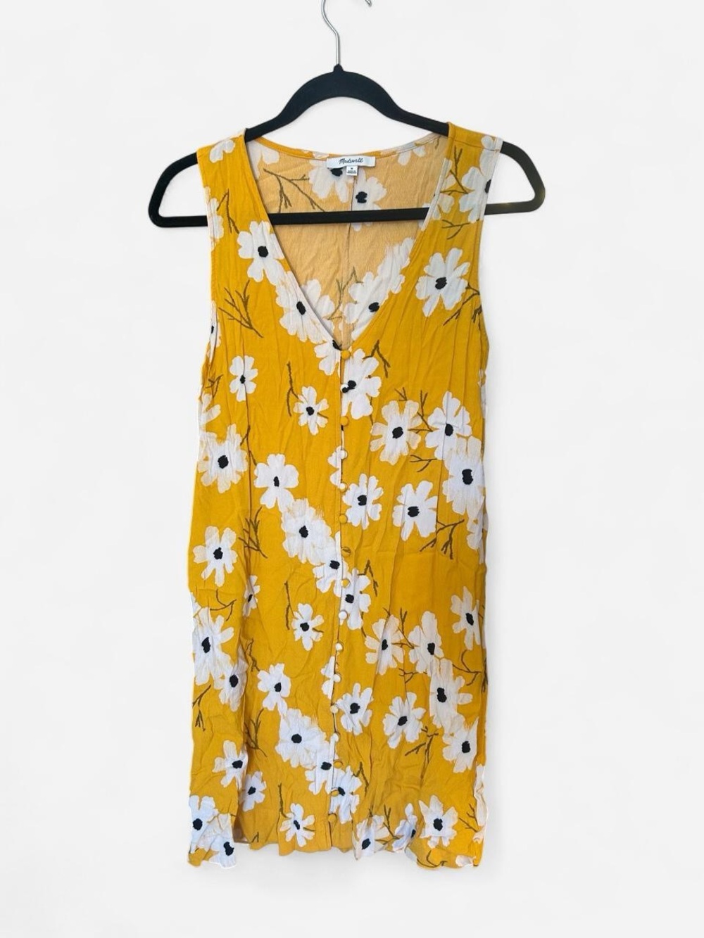 Madewell Yellow Floral Button-Front Sleeveless Tunic